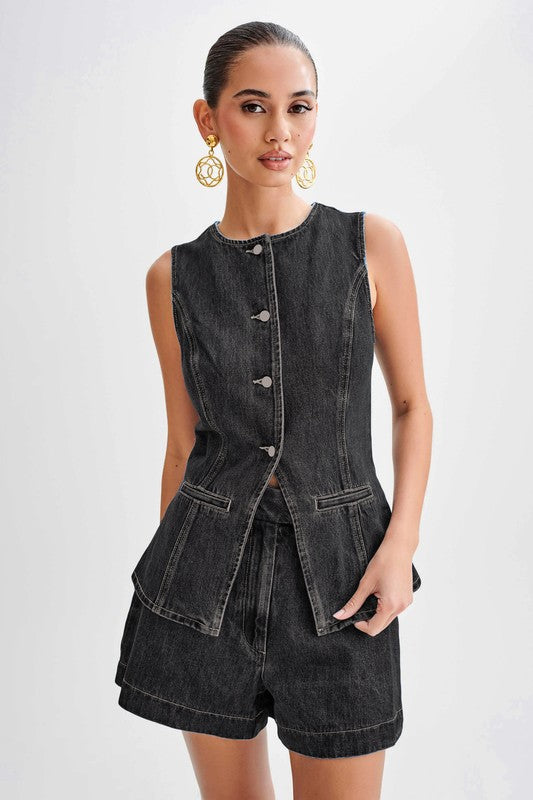 By Claude Women's Fashion Denim Two Piece Set
