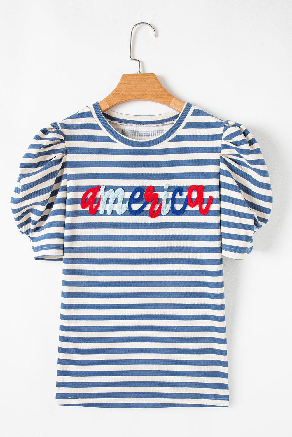 America Stripe Puff Sleeve T-Shirt