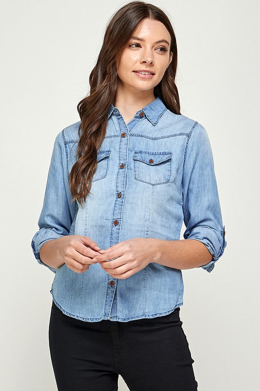Blue Age Tencel Denim Blouse