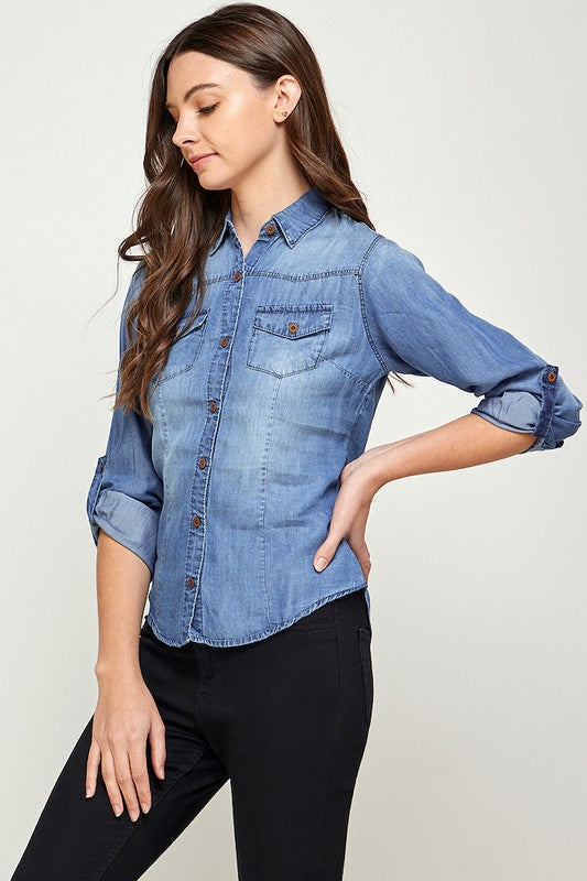 Blue Age Tencel Denim Blouse