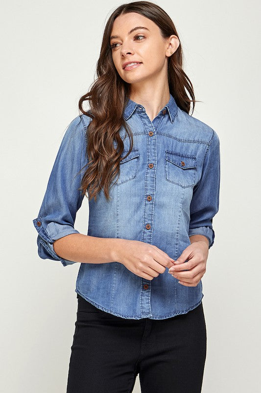 Blue Age Tencel Denim Blouse