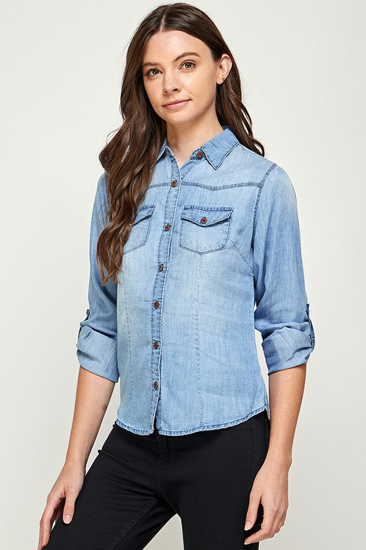 Blue Age Tencel Denim Blouse