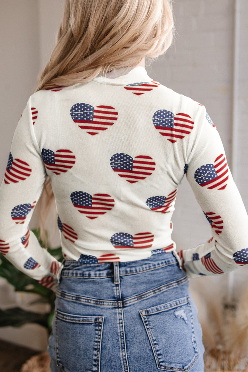 Americana Mesh Long Sleeve Bodysuit