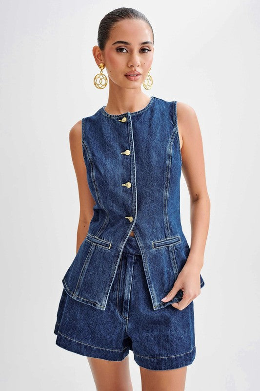 By Claude Women's Fashion Denim Two Piece Set