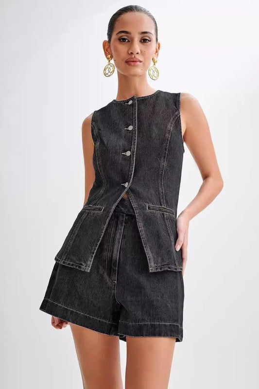 By Claude Women's Fashion Denim Two Piece Set