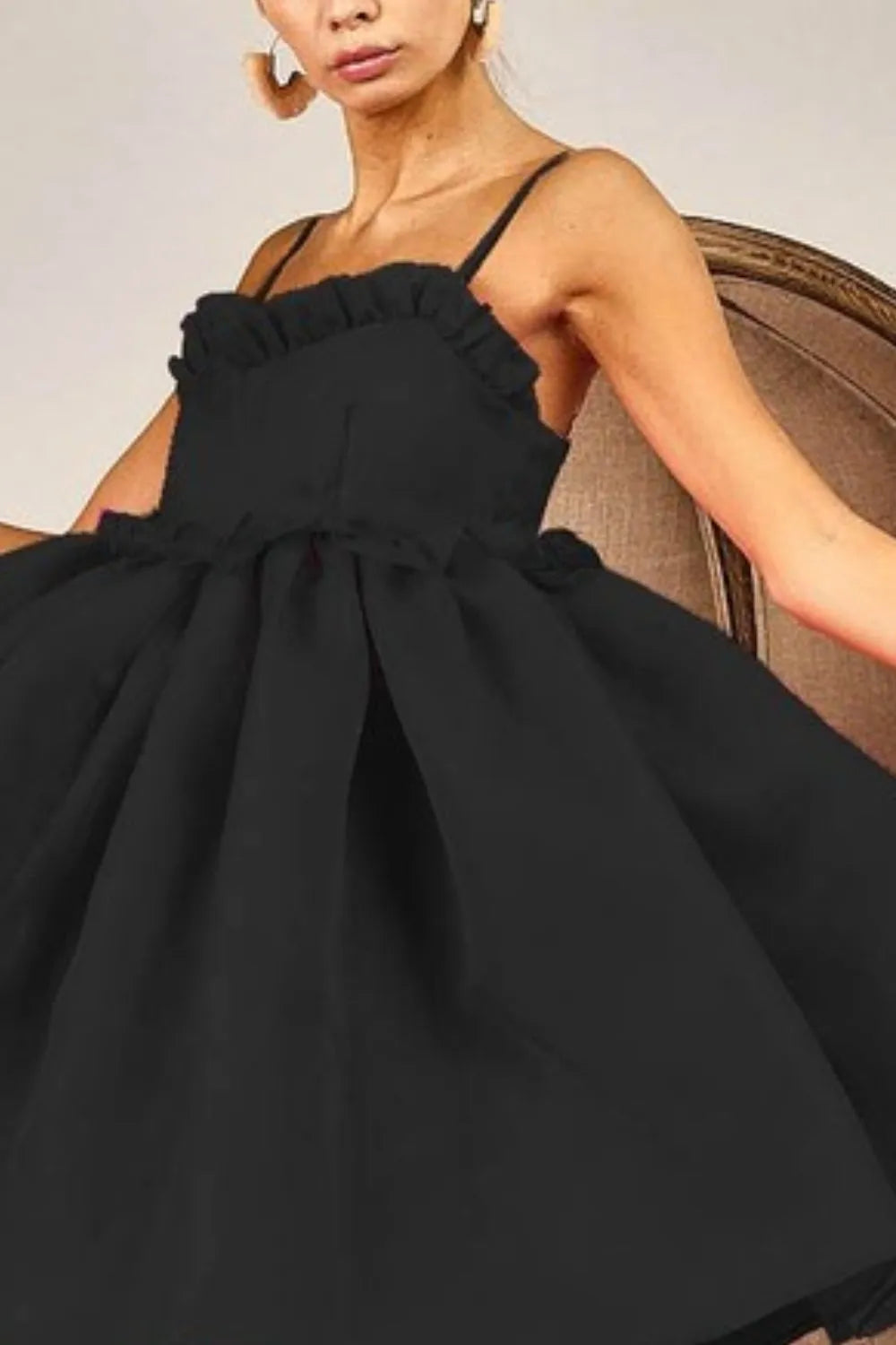 BiBi Ruffled Edge Sweet Heart Neck Sleeveless Tulle Dress