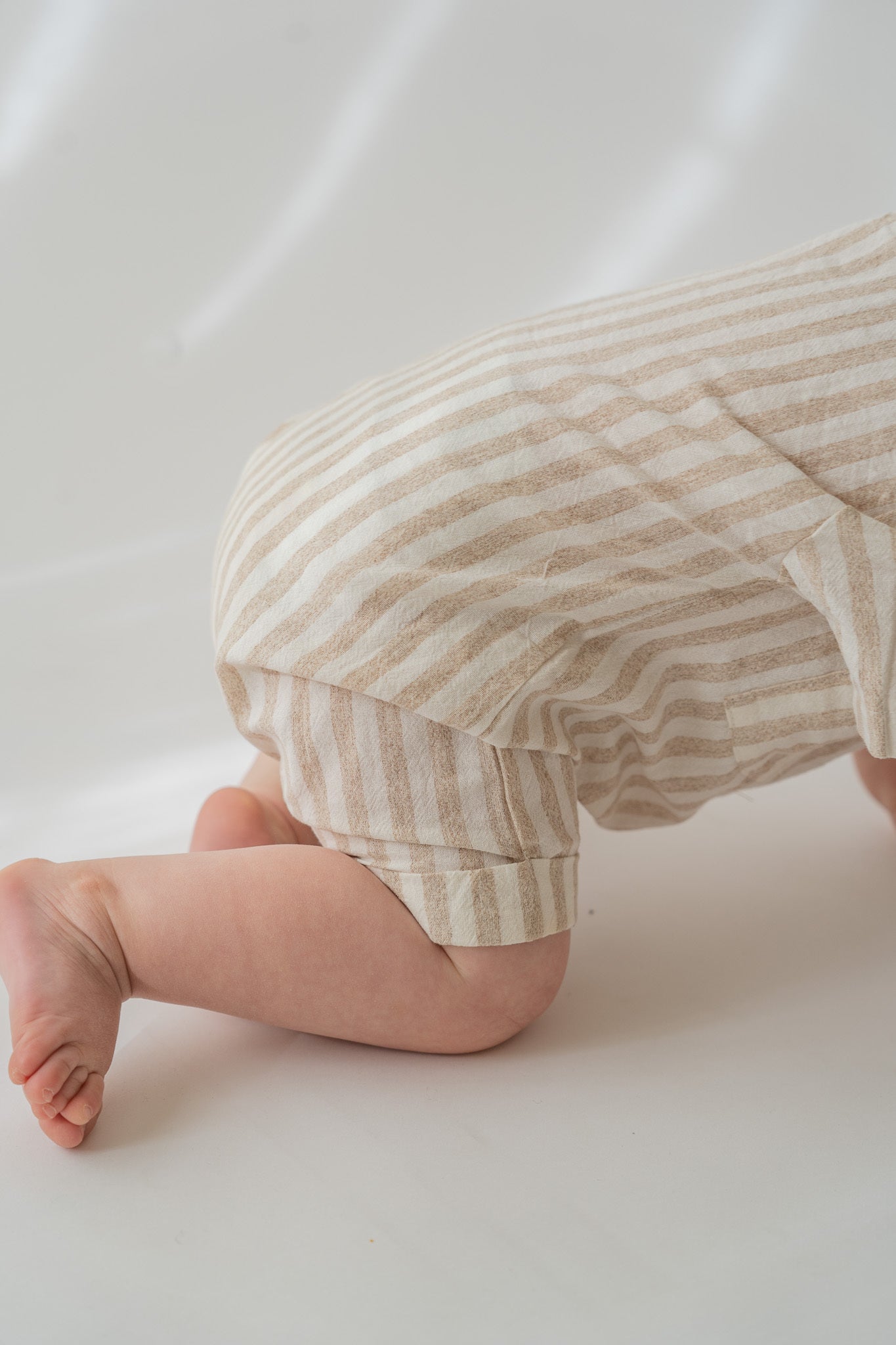 Tan Stripe Button Romper