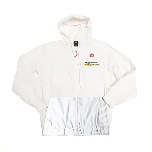 Happy Pockets Windbreaker Zip-Up Jacket (White)