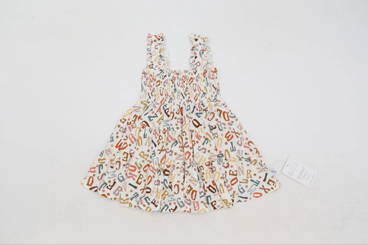 Alphabet Shirred Dress