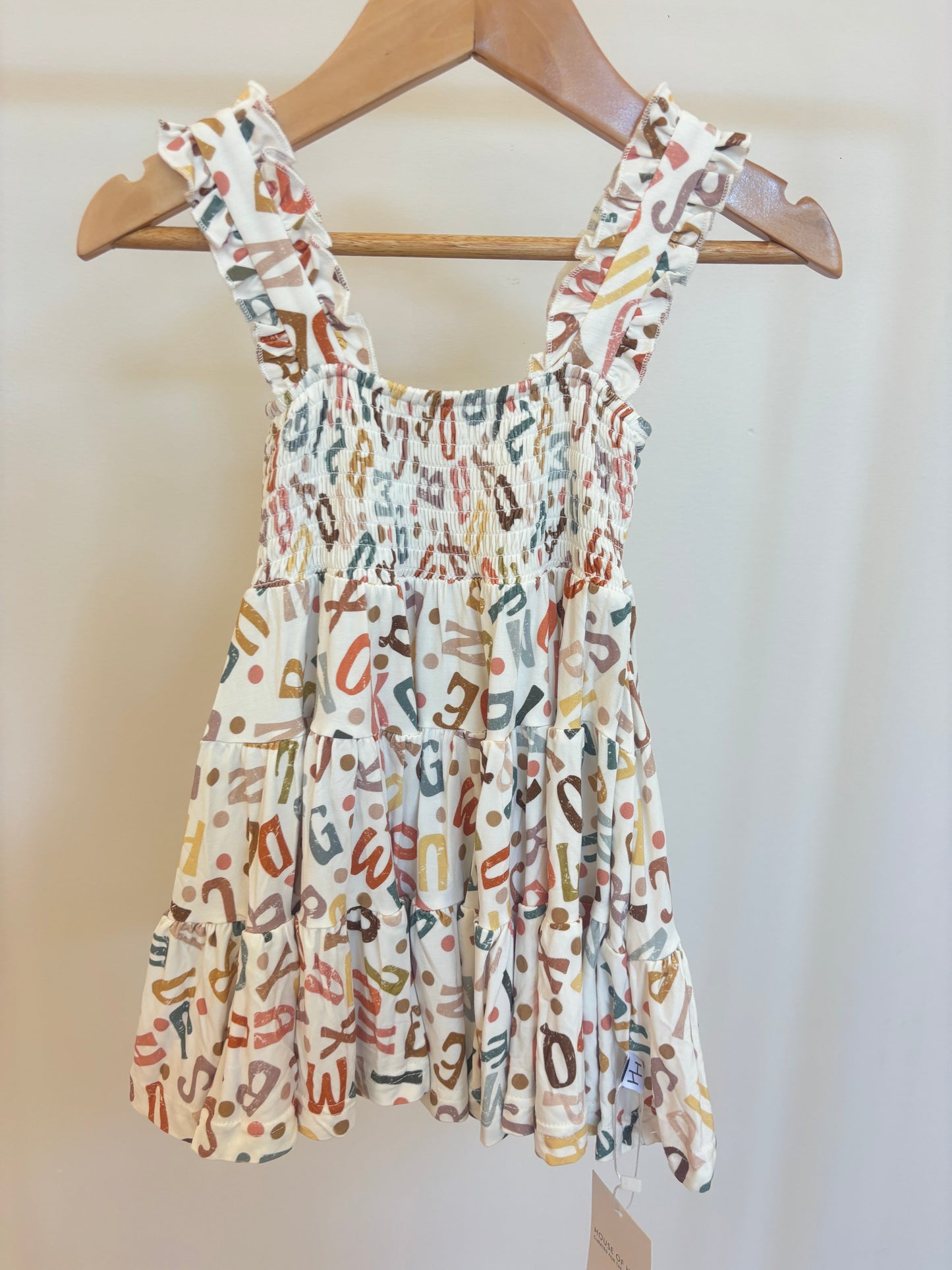 Alphabet Shirred Dress