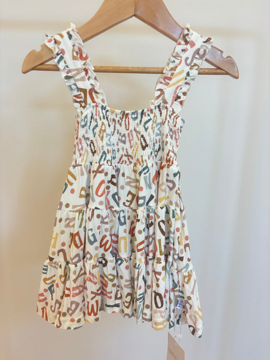 Alphabet Shirred Dress