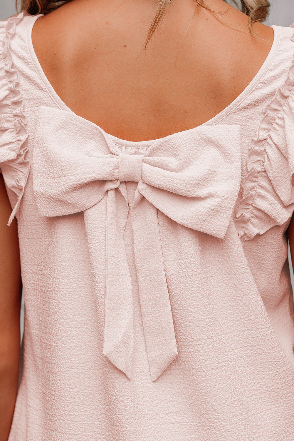 Bow Back Flutter Sleeve Mini Dress