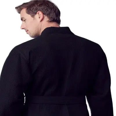 Waffle Kimono Spa Bathrobe for Men -  Absorbent, Lightweight