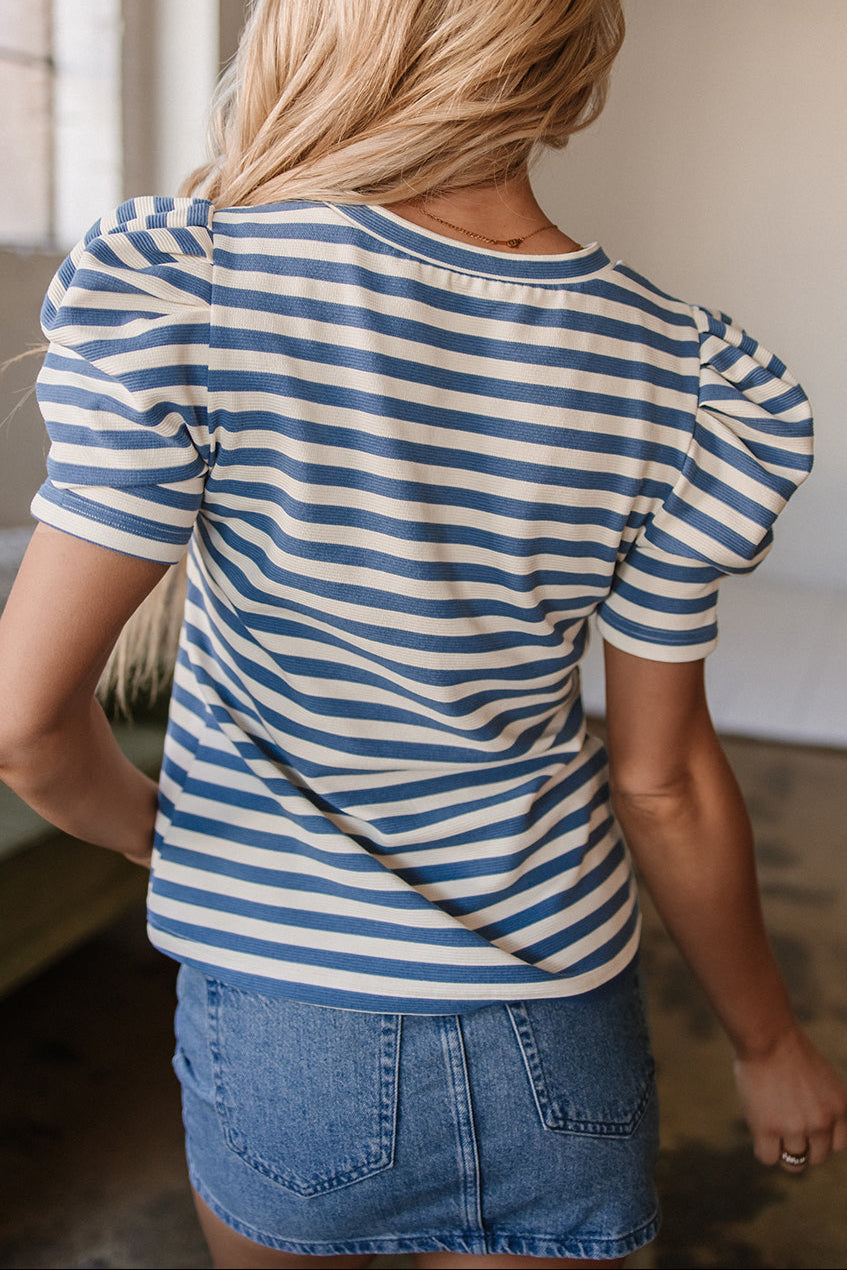 America Stripe Puff Sleeve T-Shirt