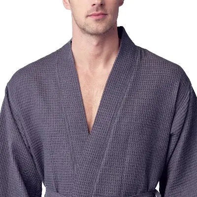 Waffle Kimono Spa Bathrobe for Men -  Absorbent, Lightweight